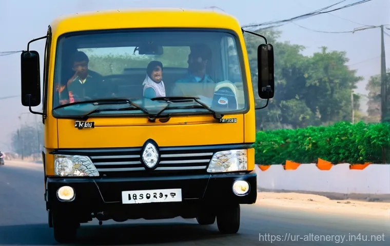 전기 트럭 - **Prompt:** "A vibrant, panoramic urban scene at dusk, clearly contrasting the old and the new in tr...