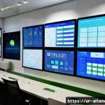Home 20 스마트 그리드와 대체에너지 - A modern digital energy grid control center in Pakistan, featuring large interactive screens display...